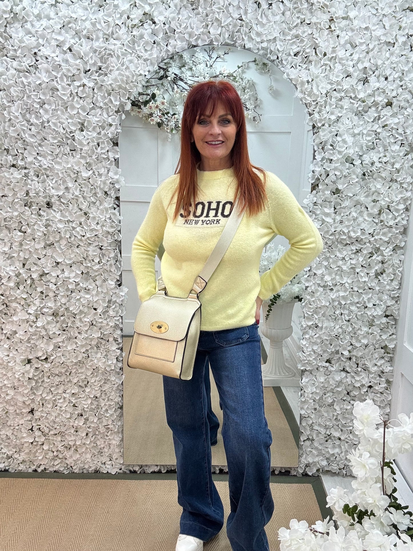Sian: Lemon SOHO knitted top. One size: 10-14