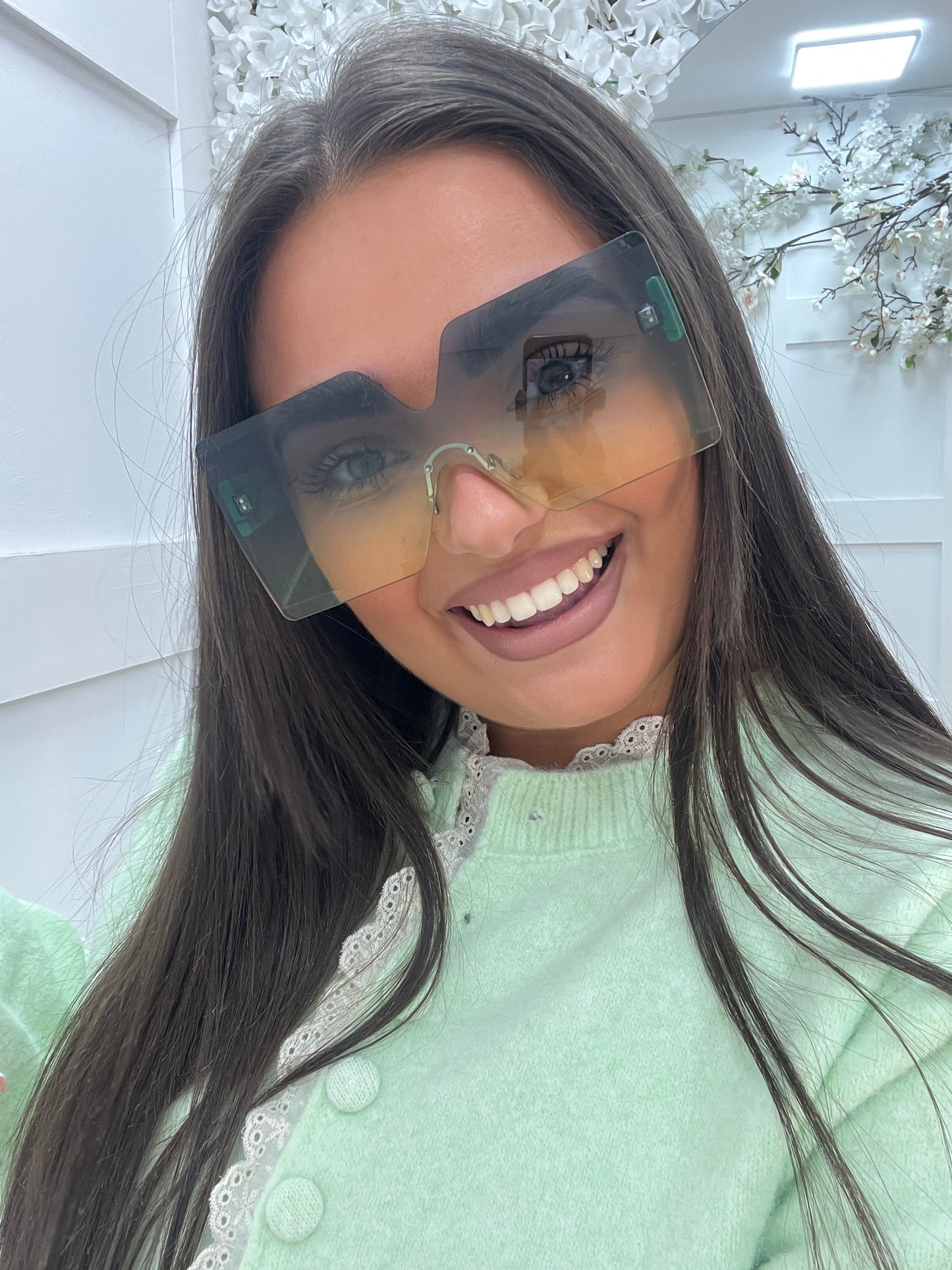 Santorini: Green ombre oversized fashion sunglasses