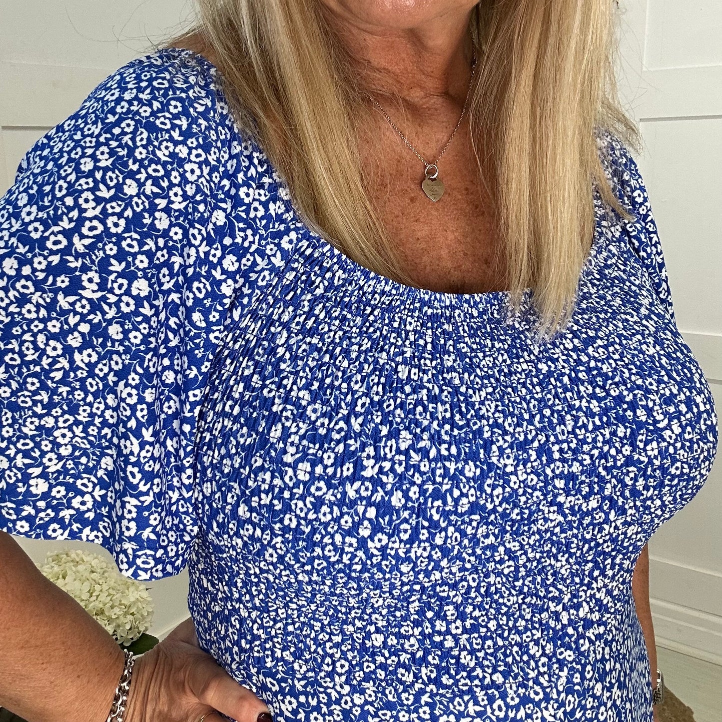Netty: Blue & white wide leg jumpsuit. 3 sizes