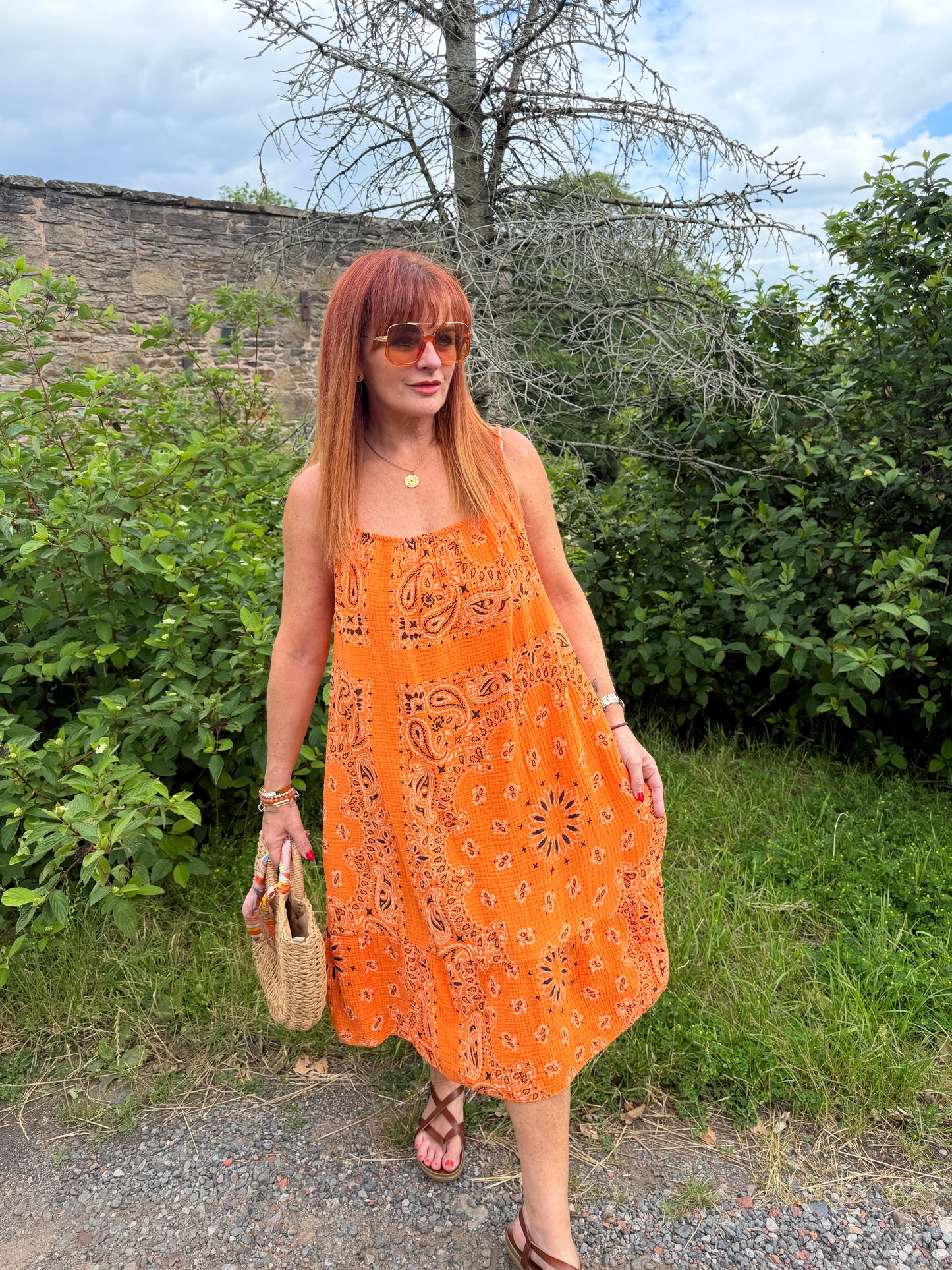 Purdy: Paisley print midi dress. One size: 12-18. 3 colours