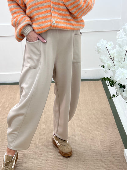 River: Cream cocoon harem trousers. One Sz: 14-20