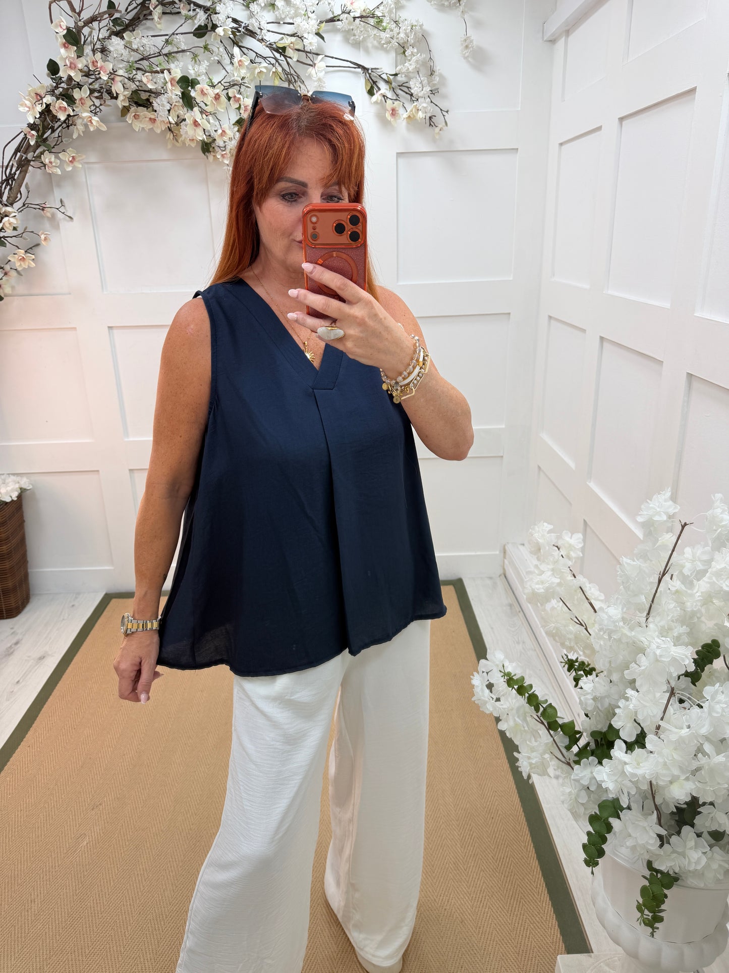Valerie: V neck sleeveless vest. One size: 12-16. 2 colours