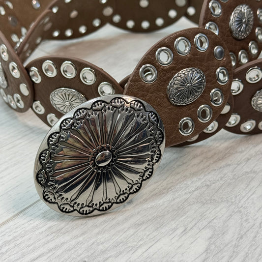Tilly: Brown & silver cowgirl retro belt. One size: 8-16