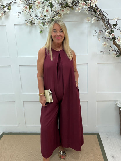 Willow: Sleeveless wide leg jumpsuit. One size: 10-16. 3 colours
