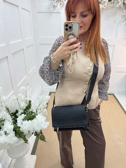 Tammy: Black cross body tote bag