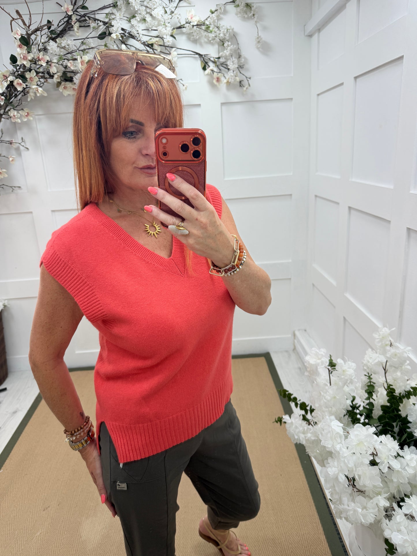 Tara: Soft knit V-neck tank top. One size 10-16. 4 colours