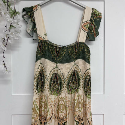 Jess: Printed shirred waist maxi dress. One size 10-20