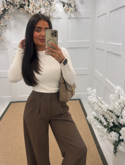 Carmen: Gold button fine knit top. One size: 10-16. 3 colours