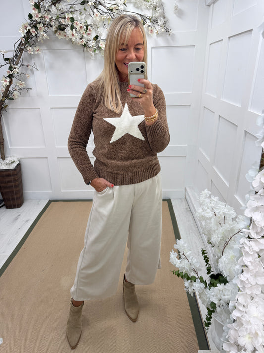 Sara: Soft star knit. One size: 10-16. 4 colours