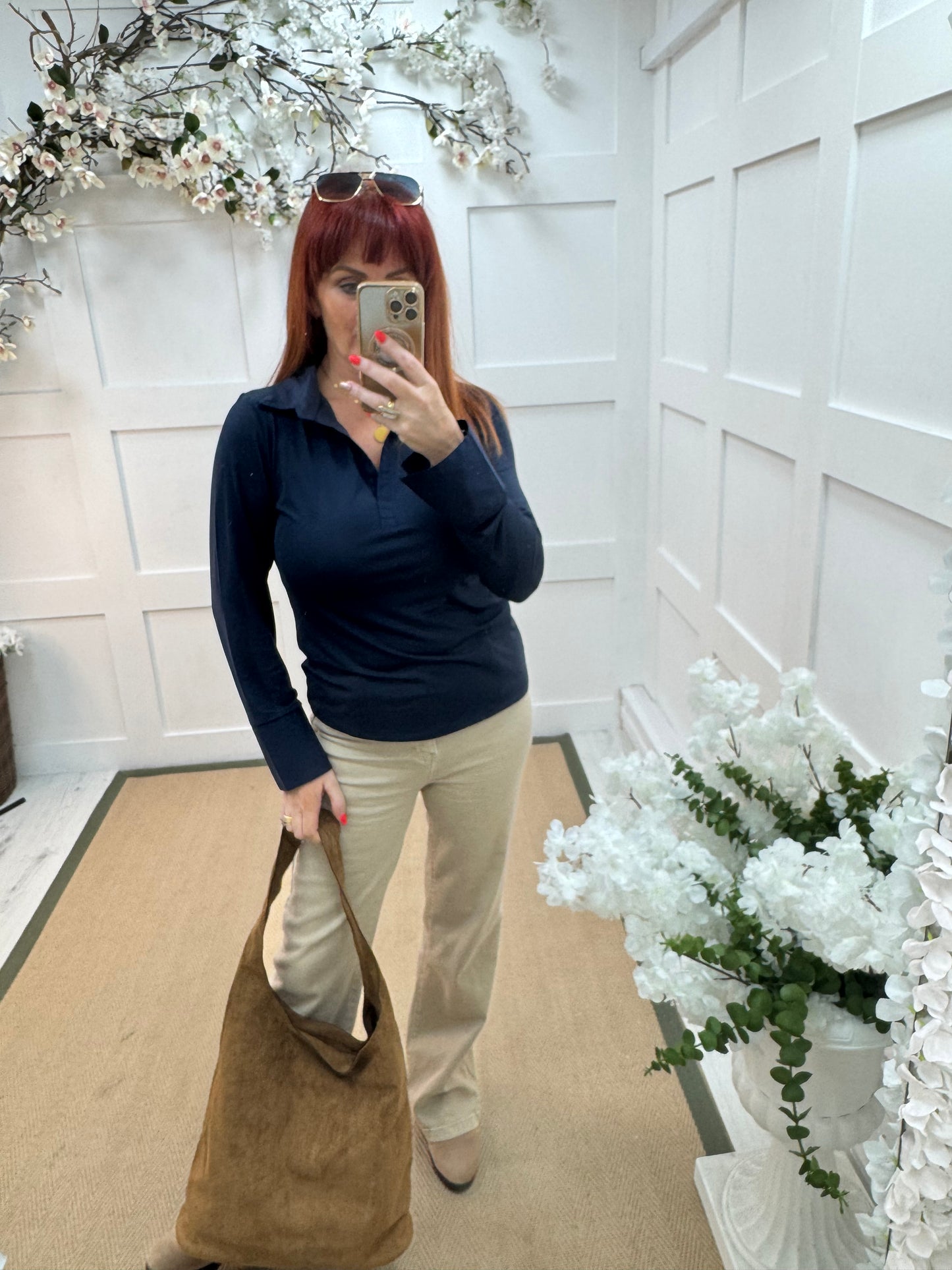 Layla: Navy cotton layering shirt. 4 sizes