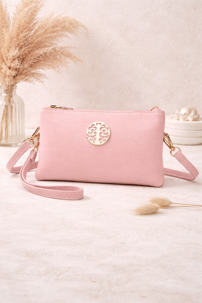 Immy: Baby pink small crossbody clutch bag