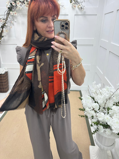 Rae: Brown & orange autumn scarf