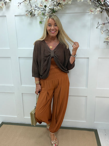Jamie: 3 way open knit wrap top. Free size: Various colours