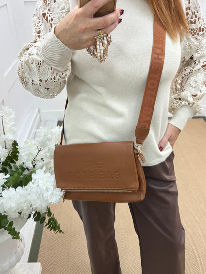 Tammy: Tan cross body tote bag