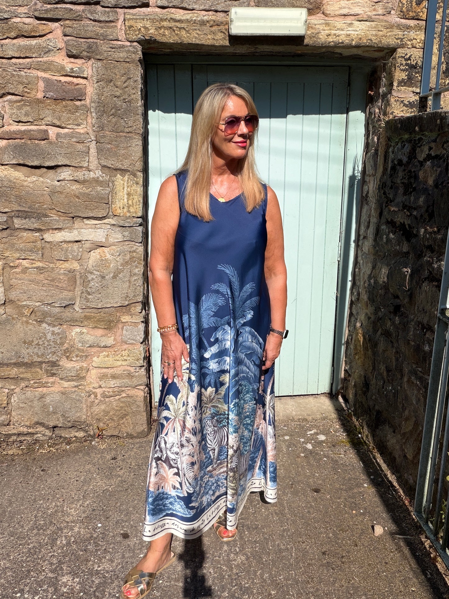Jenna: Silky jungle print maxi dress. One size 14-18. 4 colours
