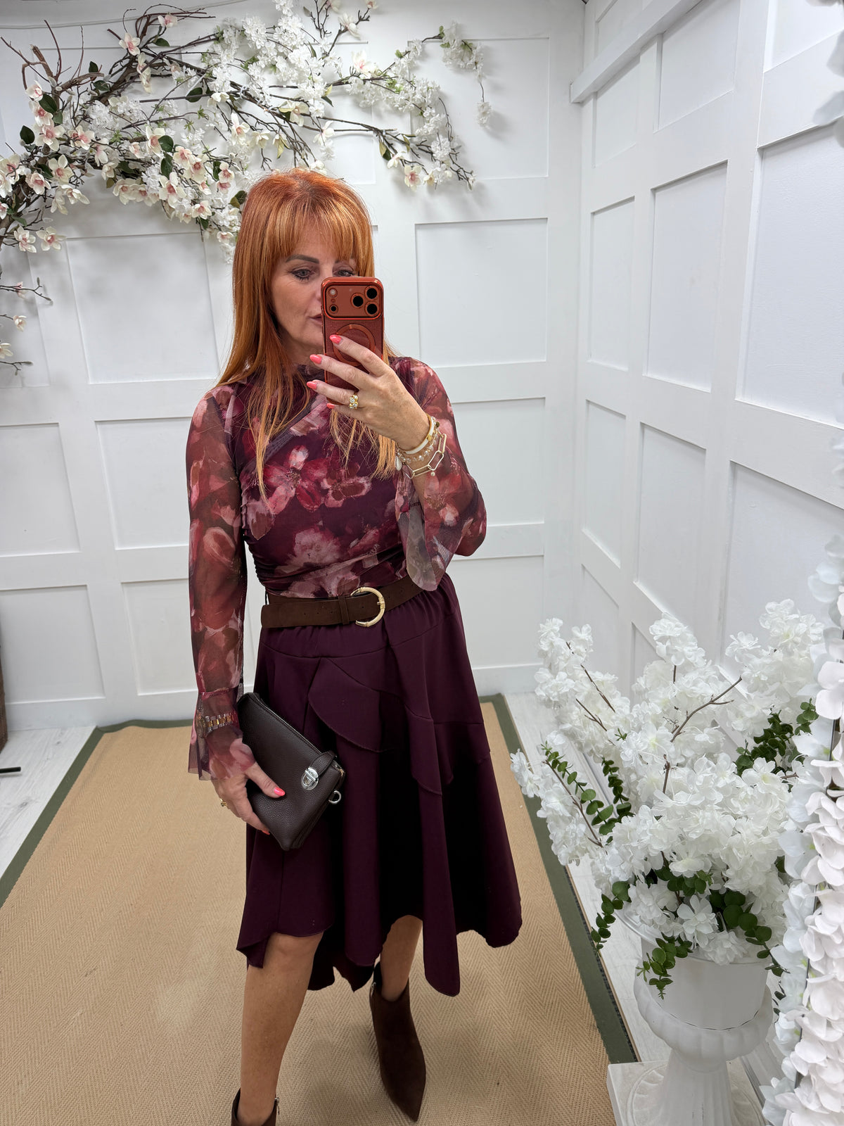 Sabrina: Asymmetrical layered belted midi skirt. One size: 10-16. 3 colours