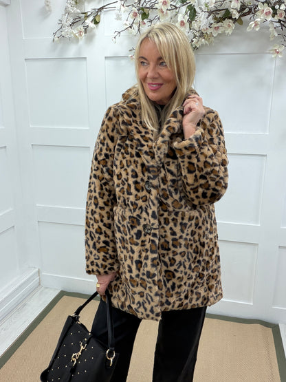 Leighton: Leopard print teddy bear coat. 3 sizes