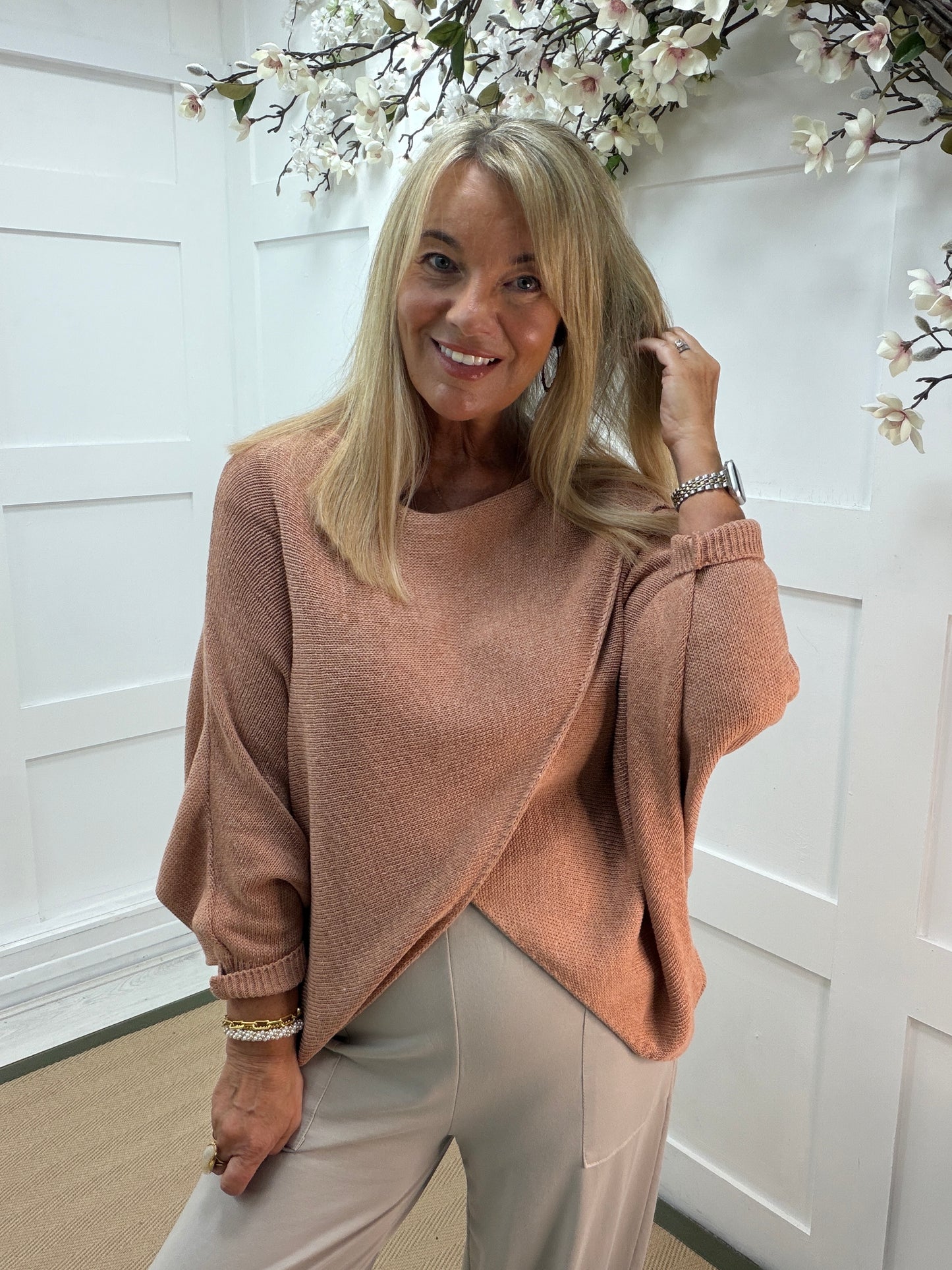 Willow: Long sleeve cotton wrap top. Free size