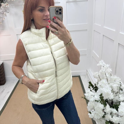 Izzy: Cream short padded gilet. 3 sizes
