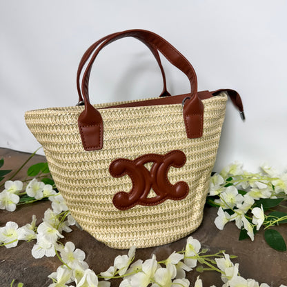 Opal: Small basket bag with brown detailing