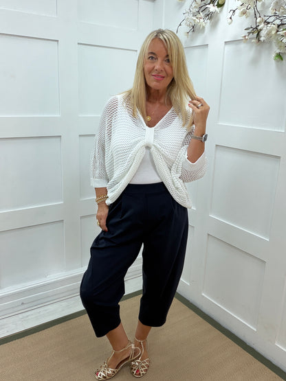 Jamie: 3 way open knit wrap top. Free size: Various colours