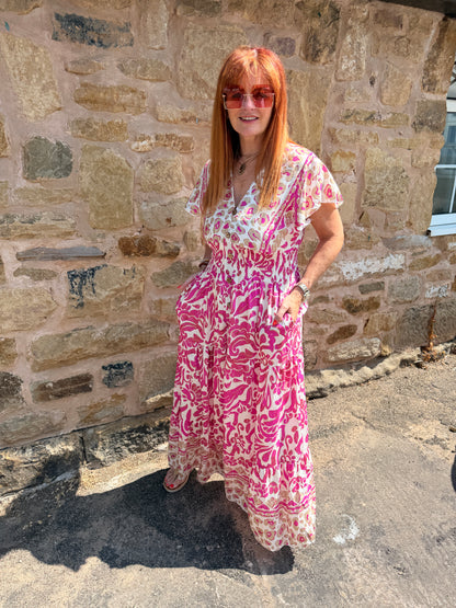 Charley: Leopard print V neck stretchy maxi dress. One size: 10-18. 3 colours