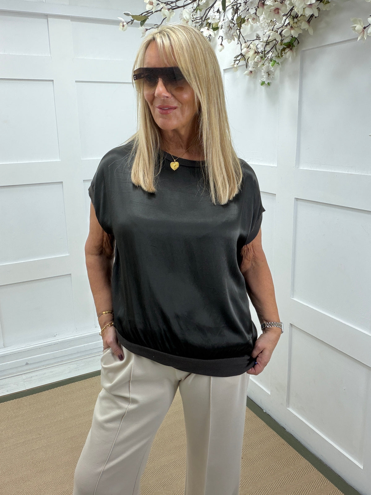Sybil: Silky sleeveless top. One size: 14-20. 3 colours