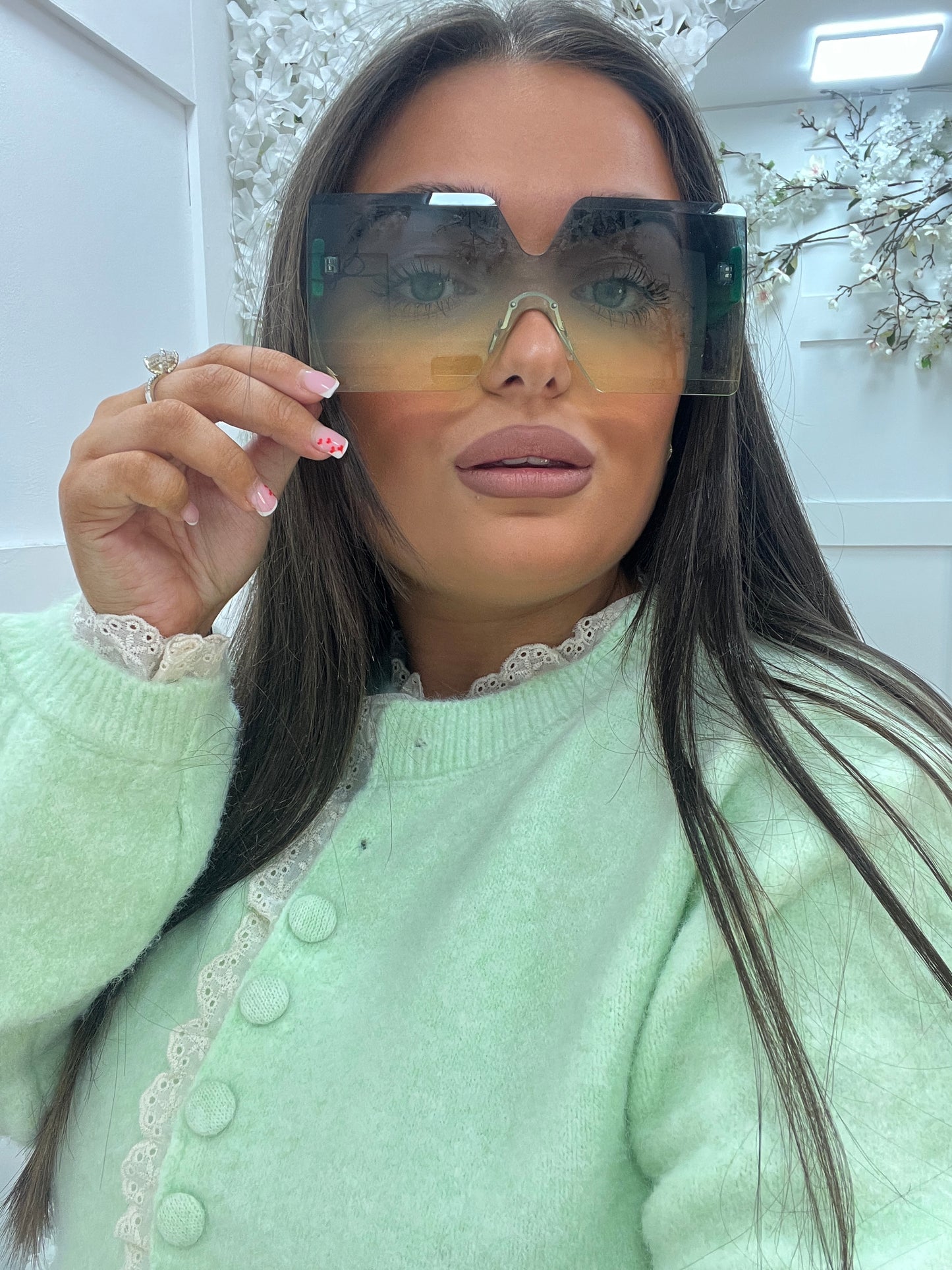 Santorini: Green ombre oversized fashion sunglasses