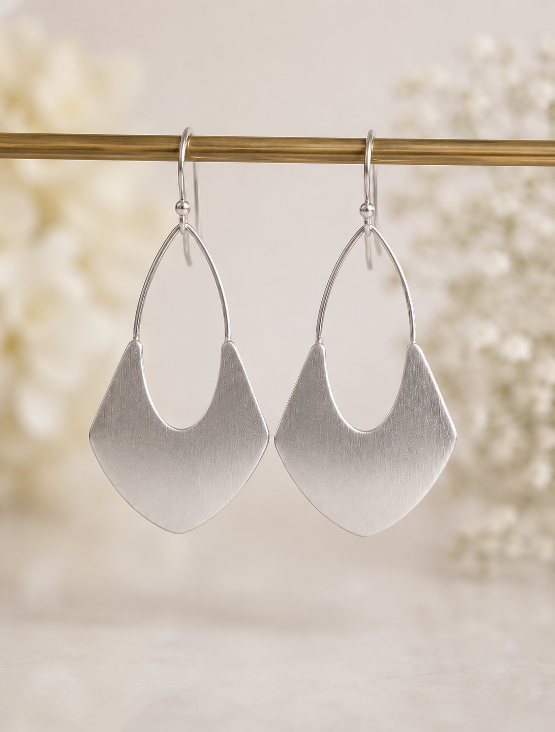 Darcey: Large brushed metal drop earrings