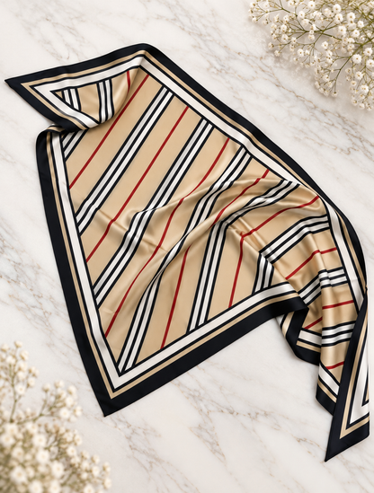 Kensington: Designer inspired triangle stripe neck scarf.