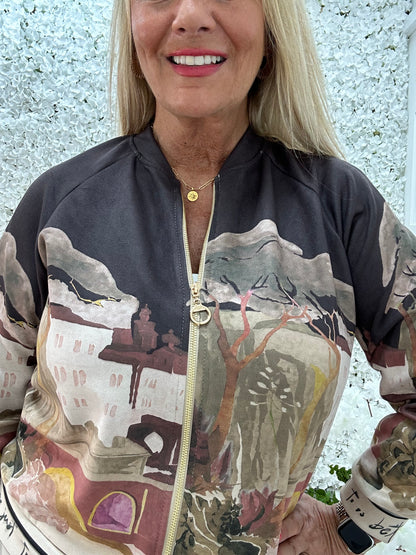 Bailey: Brown soft feel Amalfi bomber jacket. One size: 12-18