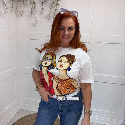 Alexis: Graphic jewelled girl T shirt. 2 sizes