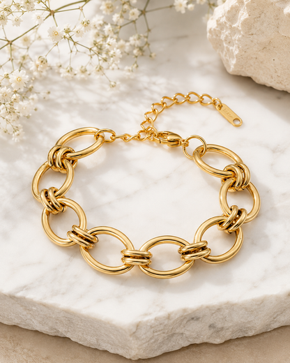 Monaco: 18K gold plated large round link bracelet