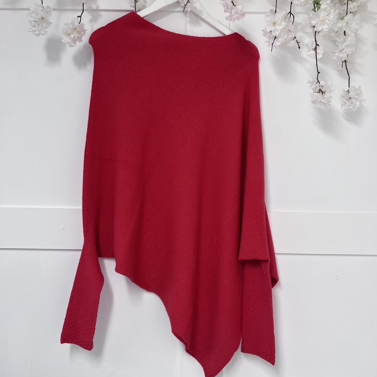 Erika: Asymmetrical slouch soft knit top. One size 10-18