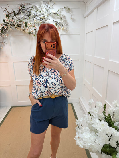 Alessia: Paper bag waist belted shorts. One size: 10-14 - 5 colours