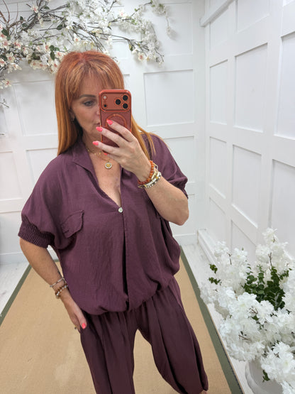 Tammy: Short sleeve utility top. One size: 10-18. 4 colours