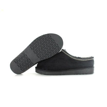 Tara: Black embroidered mule slippers. Sizes: 3-8