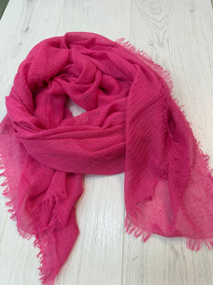 Tula: Long frayed raw edge scarf. Various colours