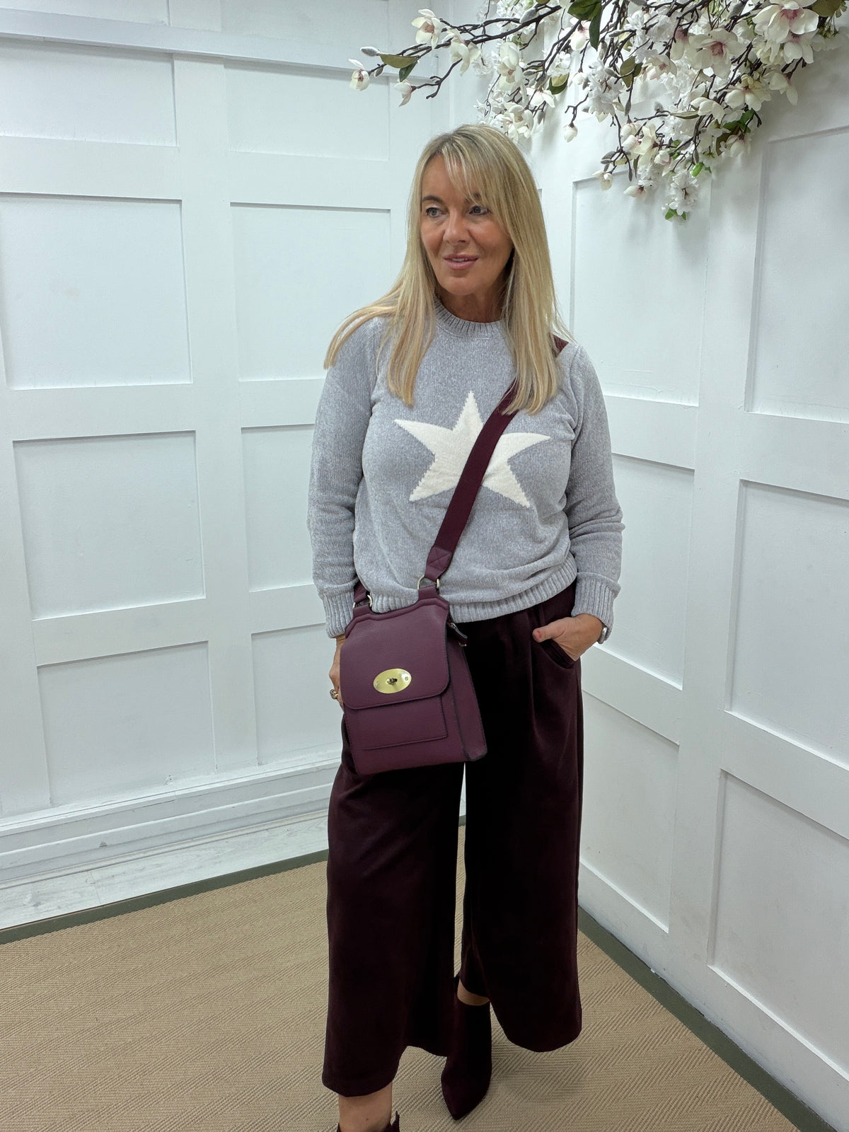 Sara: Soft star knit. One size: 10-16. 4 colours