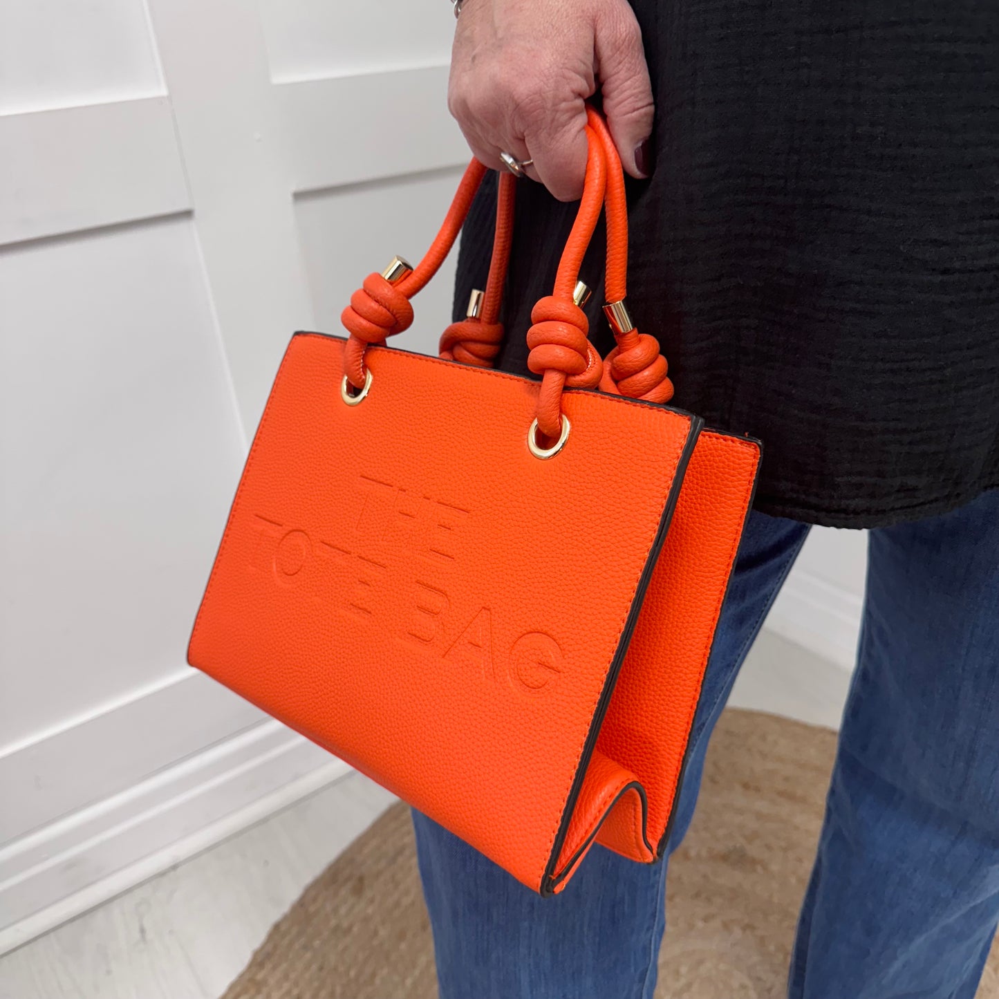 Tammy: Orange knot handle Tote bag