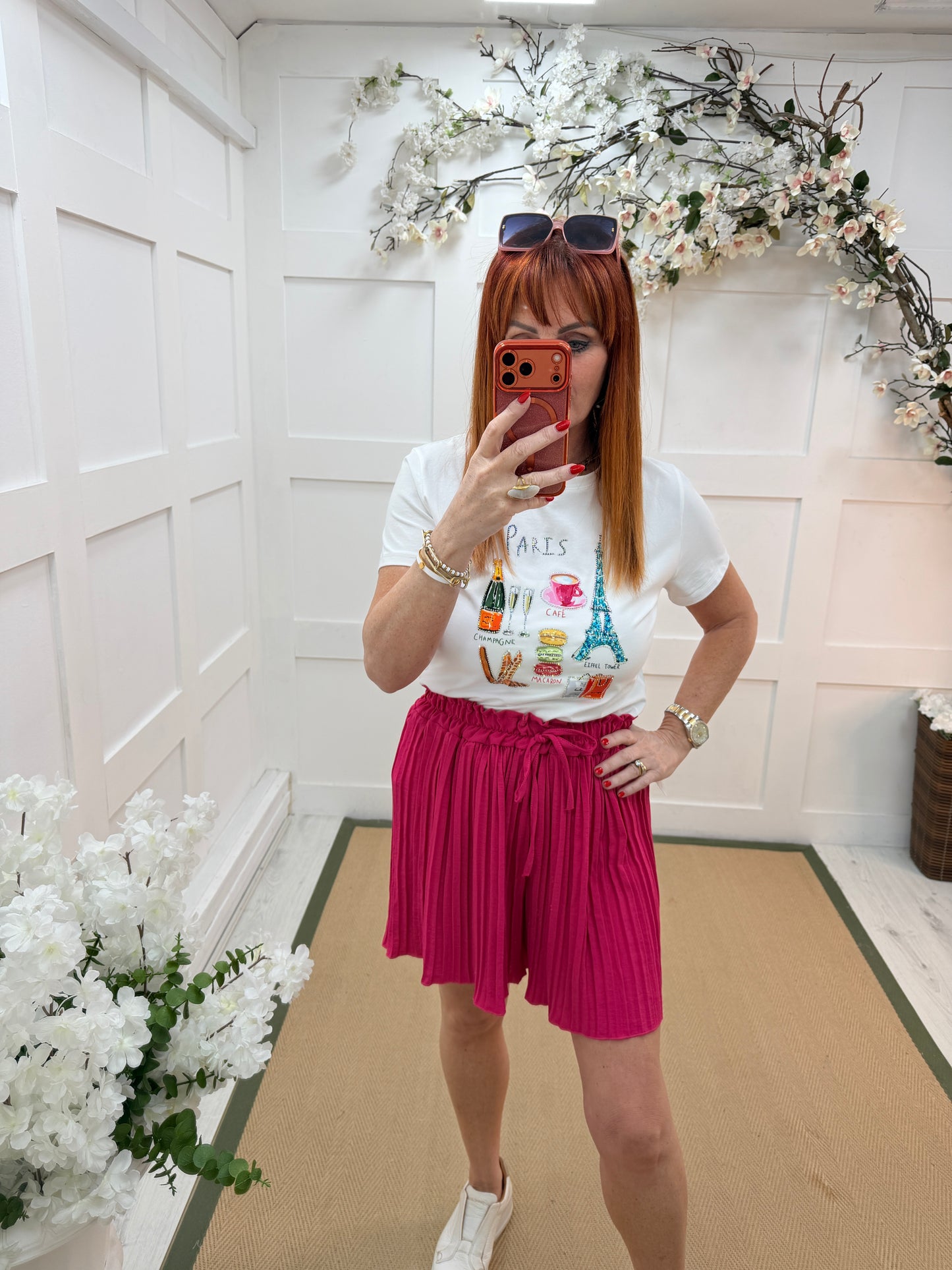 Sammie: Pleated drawstring tie shorts. One size: 10-18. 5 colours