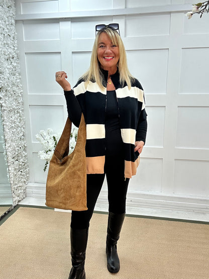 Asha: Block colour cardigan. One size: 16-24