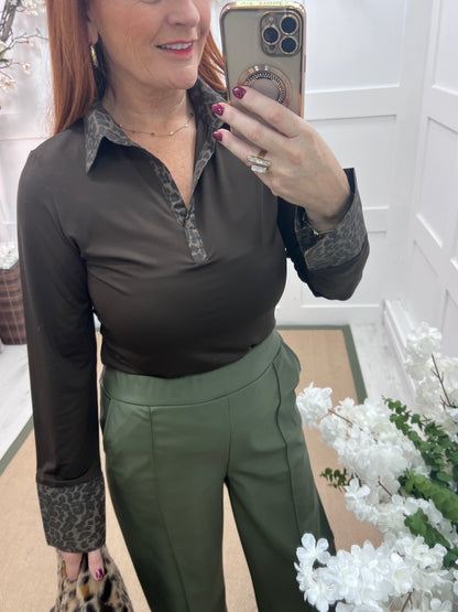 Layla: Leopard & brown cotton layering shirt. 4 sizes