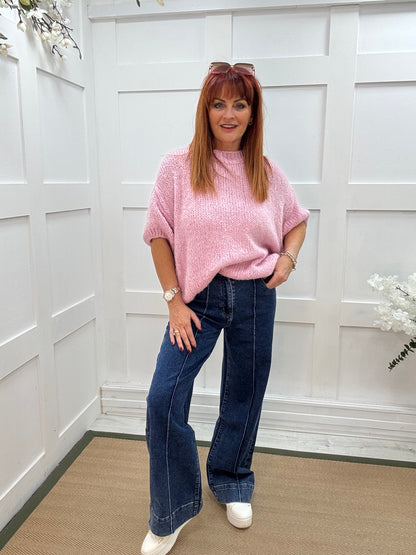 Emma: Bubblegum pink slouchy jumper. One size 12-18/20