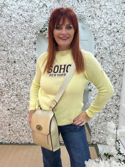 Sian: Lemon SOHO knitted top. One size: 10-14