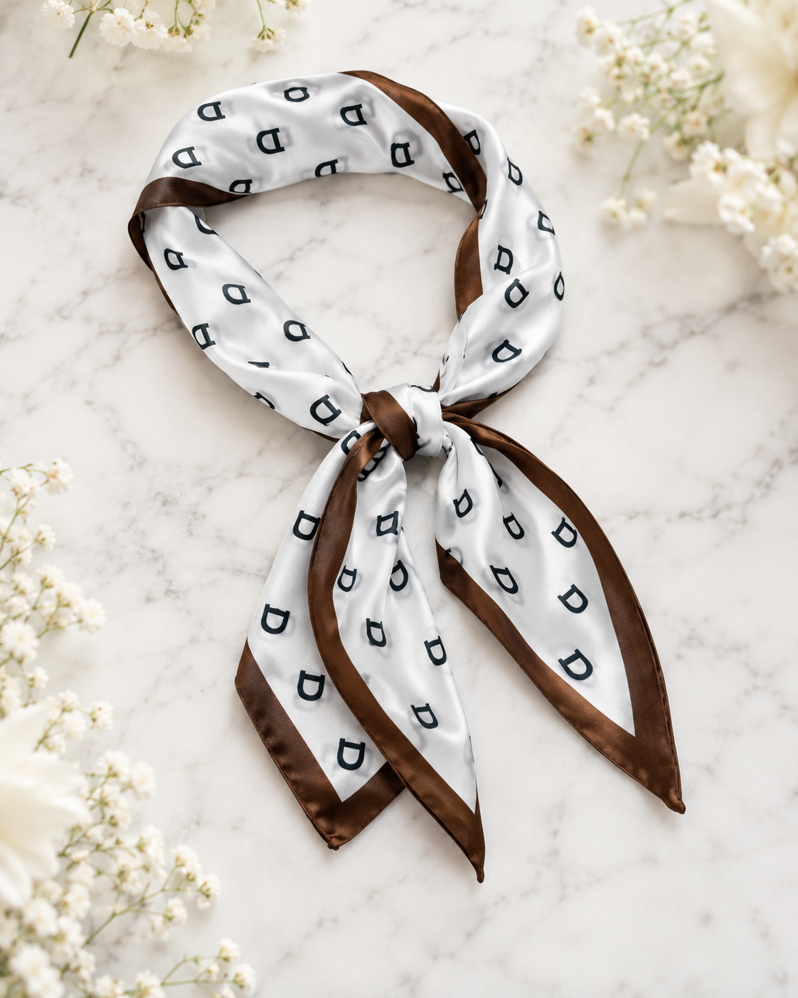Dina: Designer inspired print silky neck scarf