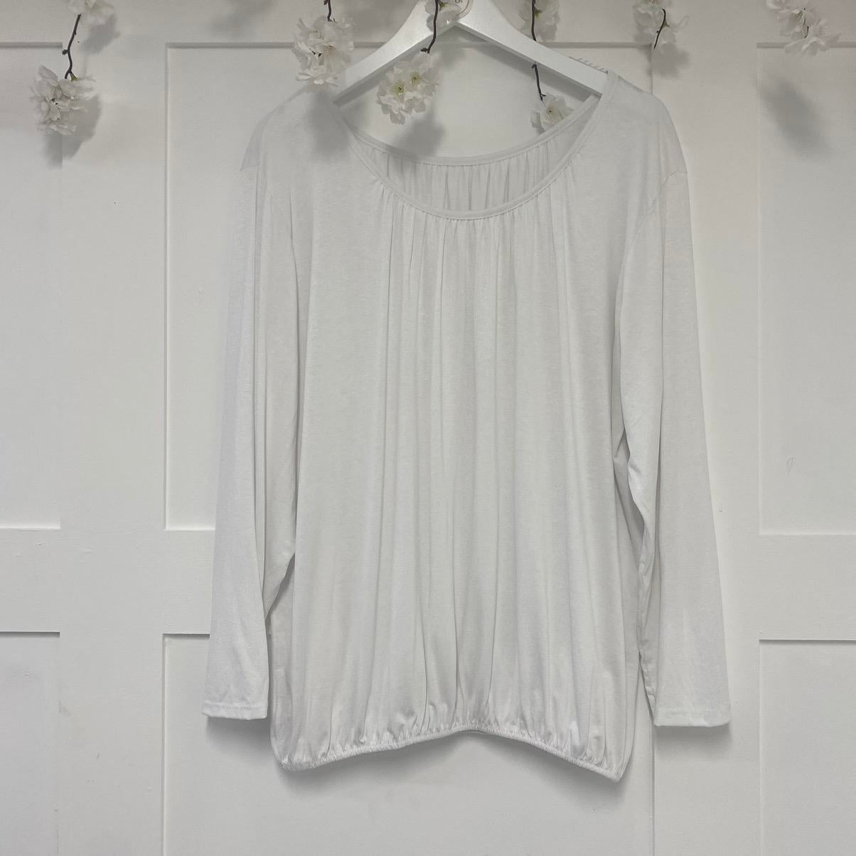 Emma: Long sleeved bubble hem top. One size 16-22
