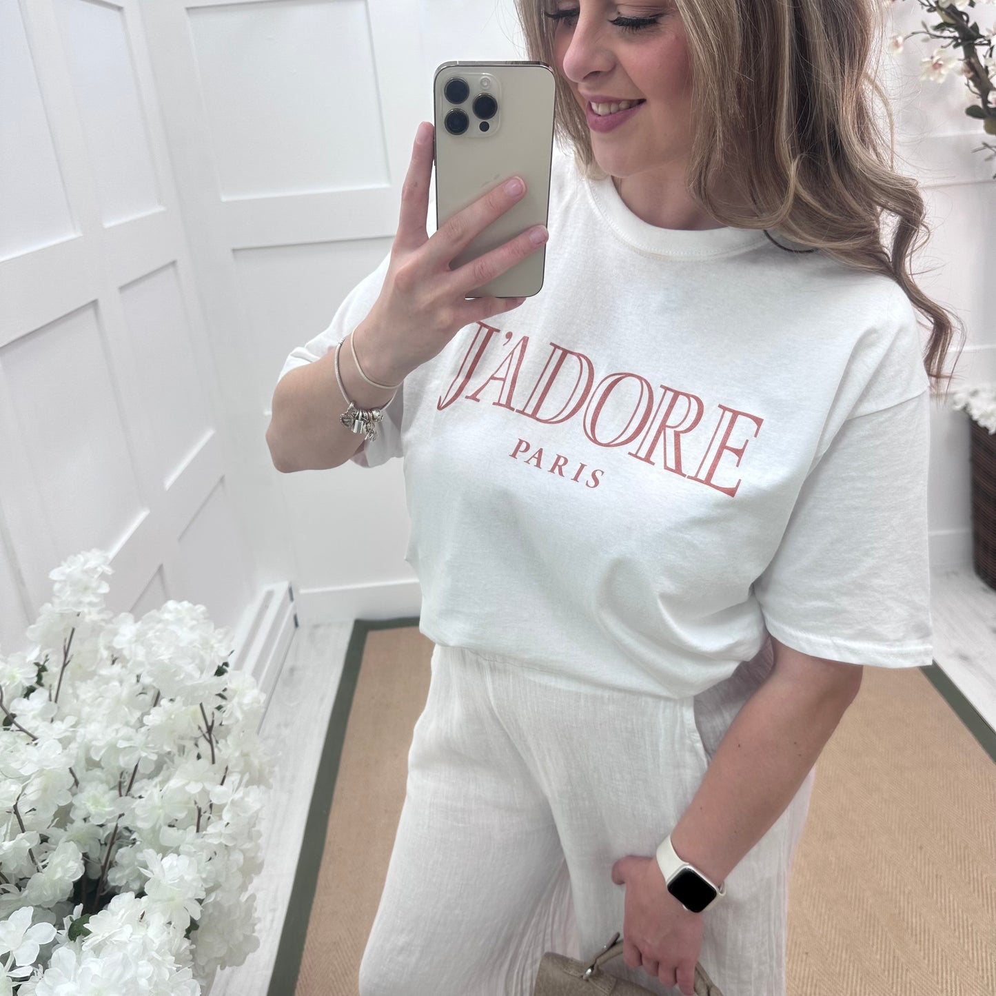 Jilly: White J’adore T shirt. 3 sizes