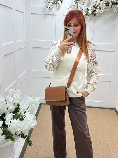 Tammy: Tan cross body tote bag