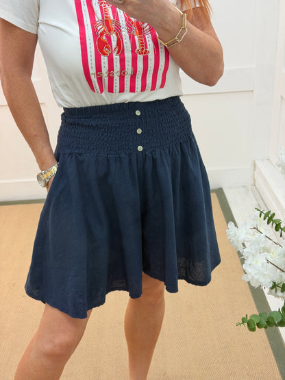 Mattie: Shirred waist wide leg linen shorts. One Size 8-18. 9 colours